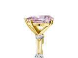 Yellow gold Fancy Pink Pear  Solitaire Diamond Ring with Bezel Set Side Stones and Prong Setting_8