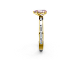 Yellow gold Fancy Pink Pear  Solitaire Diamond Ring with Channel-Set Baguette Band and Four-Prong Setting_87
