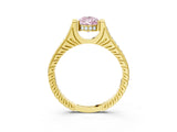 Yellow gold Fancy Pink Pear  Solitaire Diamond Ring with Channel Set Band and Bezel Prong Setting_59