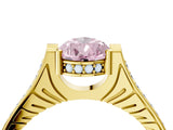 Yellow gold Fancy Pink Pear  Solitaire Diamond Ring with Channel Set Band and Bezel Prong Setting_60