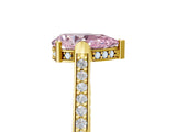 Yellow gold Fancy Pink Pear  Solitaire Diamond Ring with Channel Set Band and Bezel Prong Setting_61