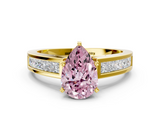 Yellow gold Fancy Pink Pear  Solitaire Diamond Ring with Channel-Set Band and Four-Prong Setting_3