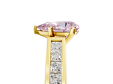 Yellow gold Fancy Pink Pear  Solitaire Diamond Ring with Channel-Set Band and Four-Prong Setting_8