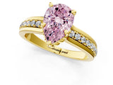 Yellow gold Fancy Pink Pear  Solitaire Diamond Ring with Channel Set Band and Six-Prong Setting_48