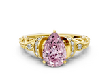 Yellow gold Fancy Pink Pear  Solitaire Diamond Ring with Filigree Band and Four-Prong Setting_64