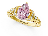 Yellow gold Fancy Pink Pear  Solitaire Diamond Ring with Filigree Band and Four-Prong Setting_65