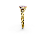 Yellow gold Fancy Pink Pear  Solitaire Diamond Ring with Filigree Band and Four-Prong Setting_66