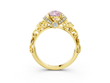 Yellow gold Fancy Pink Pear  Solitaire Diamond Ring with Filigree Band and Four-Prong Setting_67