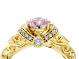 Yellow gold Fancy Pink Pear  Solitaire Diamond Ring with Filigree Band and Four-Prong Setting_68