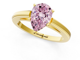 Yellow gold Fancy Pink Pear  Solitaire Diamond Ring with Four-Prong Setting and Classic Band_4