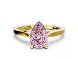 Yellow gold Fancy Pink Pear  Solitaire Diamond Ring with Four-Prong Setting and Tapered Band 1