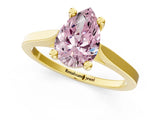 Yellow gold Fancy Pink Pear  Solitaire Diamond Ring with Four-Prong Setting and Tapered Band 2