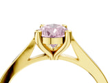 Yellow gold Fancy Pink Pear  Solitaire Diamond Ring with Four-Prong Setting and Tapered Band 5