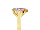 Yellow gold Fancy Pink Pear  Solitaire Diamond Ring with Four-Prong Setting and Tapered Band