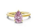 Yellow gold Fancy Pink Pear  Solitaire Diamond Ring with Four-Prong Setting on a Plain Band_20