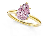 Yellow gold Fancy Pink Pear  Solitaire Diamond Ring with Four-Prong Setting on a Plain Band_21