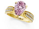 Yellow gold Fancy Pink Pear  Solitaire Diamond Ring with Milgrain Pavé Band and Four-Prong Setting_33