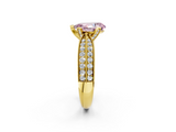 Yellow gold Fancy Pink Pear  Solitaire Diamond Ring with Milgrain Pavé Band and Four-Prong Setting_34