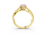 Yellow gold Fancy Pink Pear  Solitaire Diamond Ring with Milgrain Pavé Band and Four-Prong Setting_35