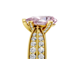 Yellow gold Fancy Pink Pear  Solitaire Diamond Ring with Milgrain Pavé Band and Four-Prong Setting_37