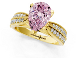 Yellow gold Fancy Pink Pear  Solitaire Diamond Ring with Milgrain Pavé Band and Four-Prong Setting_50