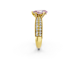 Yellow gold Fancy Pink Pear  Solitaire Diamond Ring with Milgrain Pavé Band and Four-Prong Setting_51