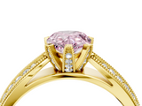 Yellow gold Fancy Pink Pear  Solitaire Diamond Ring with Milgrain Pavé Band and Four-Prong Setting_53