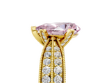 Yellow gold Fancy Pink Pear  Solitaire Diamond Ring with Milgrain Pavé Band and Four-Prong Setting_54