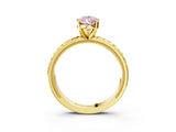 Yellow gold Fancy Pink Pear  Solitaire Diamond Ring with Milgrain and Black Enamel X Pattern Band_175