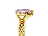 Yellow gold Fancy Pink Pear  Solitaire Diamond Ring with Milgrain and Black Enamel X Pattern Band_177