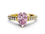 Yellow gold Fancy Pink Pear  Solitaire Diamond Ring with Pavé Band and Four-Prong Setting_67