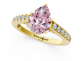 Yellow gold Fancy Pink Pear  Solitaire Diamond Ring with Pavé Band and Four-Prong Setting_68