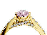 Yellow gold Fancy Pink Pear  Solitaire Diamond Ring with Pavé Band and Four-Prong Setting_71