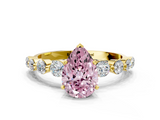 Yellow gold Fancy Pink Pear  Solitaire Diamond Ring with Pave Band and Four-Prong Setting_214