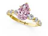 Yellow gold Fancy Pink Pear  Solitaire Diamond Ring with Pave Band and Four-Prong Setting_215