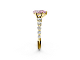 Yellow gold Fancy Pink Pear  Solitaire Diamond Ring with Pave Band and Four-Prong Setting_216