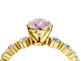 Yellow gold Fancy Pink Pear  Solitaire Diamond Ring with Pave Band and Four-Prong Setting_218