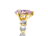 Yellow gold Fancy Pink Pear  Solitaire Diamond Ring with Pave Band and Four-Prong Setting_219