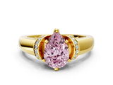 Yellow gold Fancy Pink Pear  Solitaire Diamond Ring with Pave Band and Six-Prong Setting_32