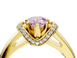 Yellow gold Fancy Pink Pear  Solitaire Diamond Ring with Pave Band and Six-Prong Setting_36