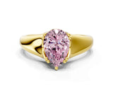 Yellow gold Fancy Pink Pear  Solitaire Diamond Ring with Six-Prong Cathedral Setting_32