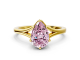Yellow gold Fancy Pink Pear  Solitaire Diamond Ring with Six-Prong Setting and Tapered Band_17