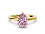 Yellow gold Fancy Pink Pear  Solitaire Diamond Ring with Six-Prong Setting on a Classic Band_3