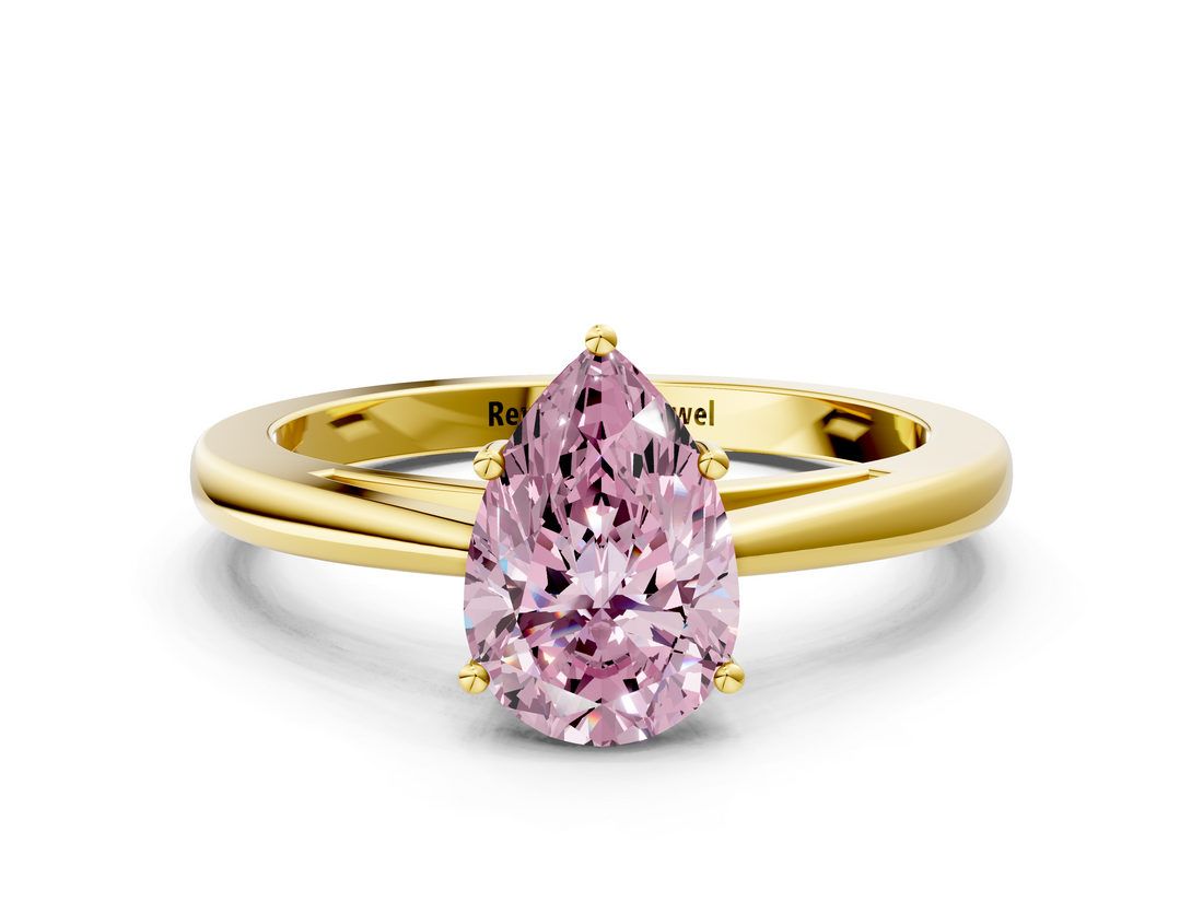 Yellow gold Fancy Pink Pear  Solitaire Diamond Ring with Split Shank and Four-Prong Setting_20