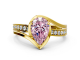Yellow gold Fancy Pink Pear  Solitaire Diamond Ring with Split Shank and Prong Setting_36