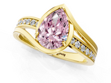 Yellow gold Fancy Pink Pear  Solitaire Diamond Ring with Split Shank and Prong Setting_37