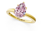 Yellow gold Fancy Pink Pear  Solitaire Diamond Ring with Thin Band and Four-Prong Setting_4
