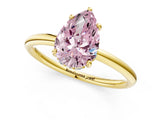Yellow gold Fancy Pink Pear  Solitaire Diamond Ring with a Classic Band and Four-Prong Setting 1