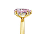 Yellow gold Fancy Pink Pear  Solitaire Diamond Ring with a Classic Band and Four-Prong Setting 5