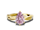 Yellow gold Fancy Pink Pear  Solitaire Diamond Twisted Band with Four-Prong Setting_44